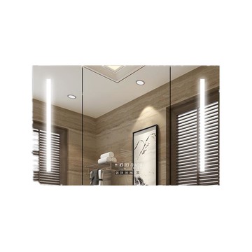 智能防霧實木浴室鏡柜鏡箱現代簡約防水衛生間梳妝鏡柜帶燈掛墻式[DD150110]