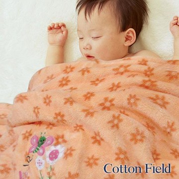 棉花田花蝴蝶兒童刺繡印花舒柔隨意毯(76x102cm)