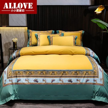 全棉磨毛數碼印花四件套東南亞風格加厚純棉布被套1.5m1.8m床