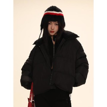 DNT/韓火火 美式毛毛領純色棉服大翻領保暖寬松休閑機車服冬季新