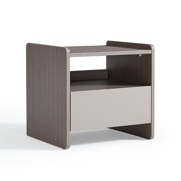 hoi!林氏木業簡約雙色單抽床頭櫃 OV1B-灰色