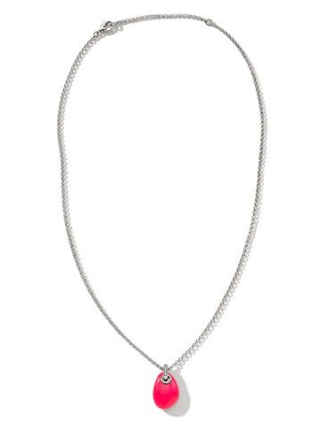 John Hardy - sterling silver pebble pendant necklace - unisex - Sterling Silver/White Diamond/Enamel - 45