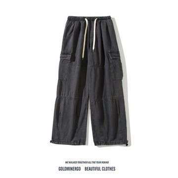 大口袋oversize抽繩束腳褲工裝
