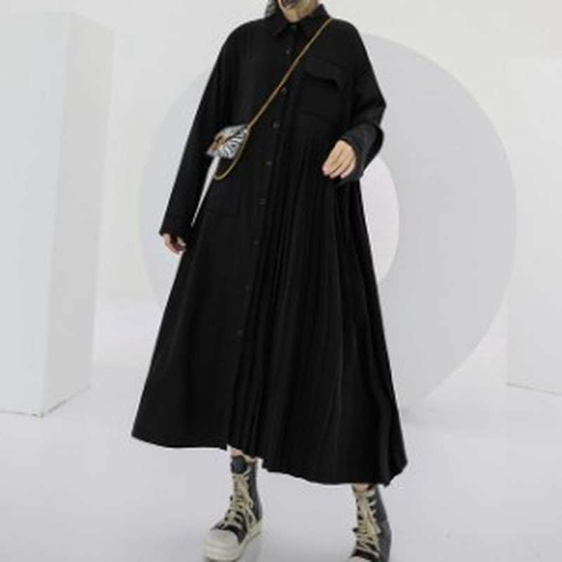 春新作 春 ワンピース 長袖 プリーツ 切り替えワンピース シャツワンピース 原宿系ファッション 黒ワンピース モード系 ワンピース ロン 通販 Lineポイント最大4 0 Get Lineショッピング