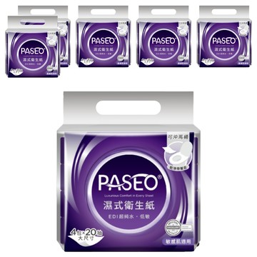 PASEO EDI超純水低敏 濕式衛生紙 20張  130g  6袋  4包