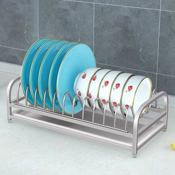 304不銹鋼單層碗碟架瀝水架廚房臺面置物架放碗架柜內碗盤收納架
