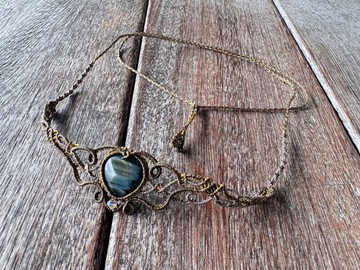 230550 Macrame 黃藍虎眼石 編織 頸鍊