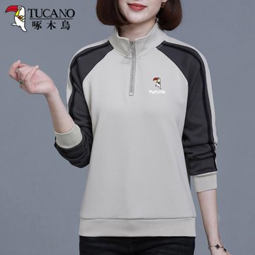 啄木鳥立領衛衣女士春秋2023年新款秋裝時尚寬松長袖大碼顯瘦上衣