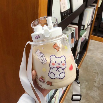 大肚肚水杯大號大容量雙飲吸管杯塑料杯可愛少女戶外便攜水瓶杯子