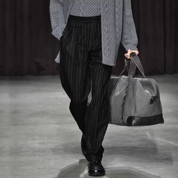 秋冬款復古大碼直筒條紋羊毛呢寬松走秀西褲加肥加大休閑男士褲潮