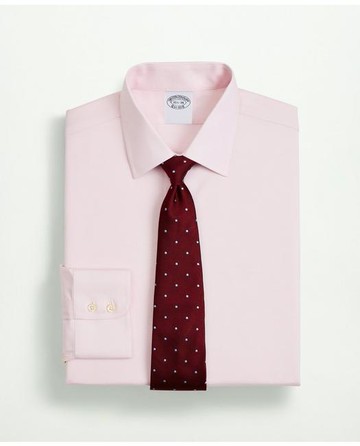 Brooks Brothers Men's Stretch Supima Cotton Non-Iron Twill Ainsley Collar Dress Shirt | Pink | Size 17½ 34