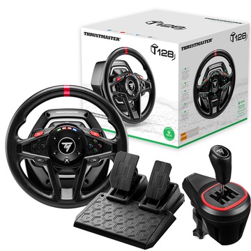 【THRUSTMASTER 圖馬思特】圖馬斯特 T128X 力回饋方向盤 (支援 Xbox Series X|S、Xbox One 、PC)+TH8S Shifter Add-On 排檔桿