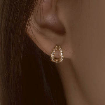 韓國飾品官方直營【WING BLING】14K 水滴型水鑽耳扣式耳環 (閨蜜禮物 | 情人送禮 | 射手座生日禮物🎁)