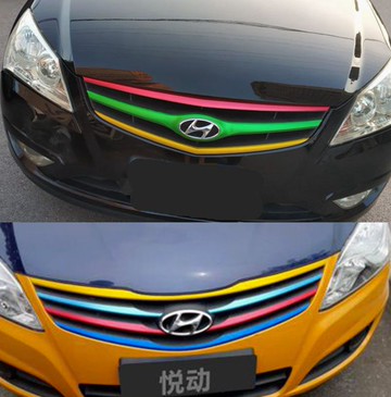 現代新悅動中網個性貼紙老悅動前臉汽車裝飾條通用改裝中網三色貼