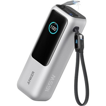 ANKER 安克創新  A1695 25000mAh 165W自帶伸縮行動電源銀色 綠風潮