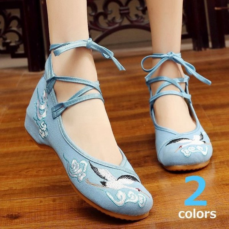 レースアップ バレエシューズ ローヒール パンプス レディース 靴 シューズ ラウンドトゥ インヒール 和柄 アジアン エスニック 刺繍 編み上げ カ 通販 Lineポイント最大0 5 Get Lineショッピング
