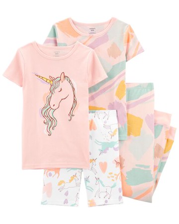 Kid 4-Piece Unicorn 100% Snug Fit Cotton PJs