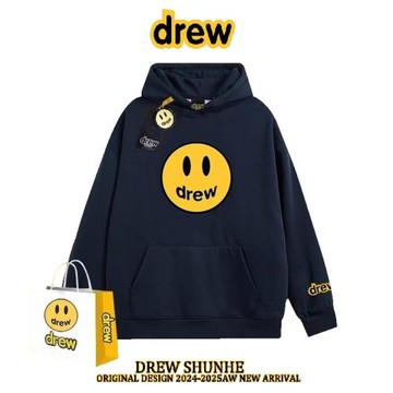 Drew笑臉薄款連帽衛衣女秋冬美式潮牌高街寬松純棉情侶帽衫外套男
