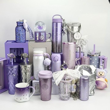 🎀夏日新品 免運🎀星巴克杯子2026紫夜星河不鏽鋼桌面杯水晶球馬克杯貼鑽吸管杯盲盒🎁情人節 生日禮物 交換禮物 獎