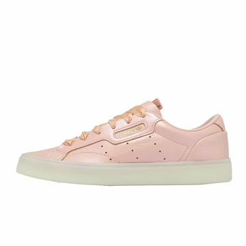 adidas 愛迪達 休閒鞋 Sleek W 女鞋 粉紅 橘 皮革 復古 JS1619