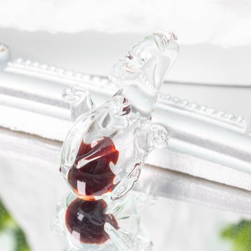 玻璃心臟頸鍊(透明酒紅色)