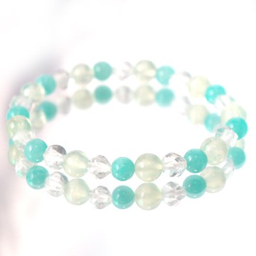 天河石-葡萄石-白水晶-招財-工作運-舒壓-水晶手鍊