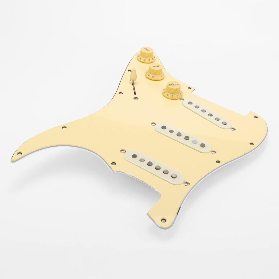 Swhmc Loaded Prewired Pickguard Guard Plate Single Coil V Pickups for Fender Strat(Cream Yellow)