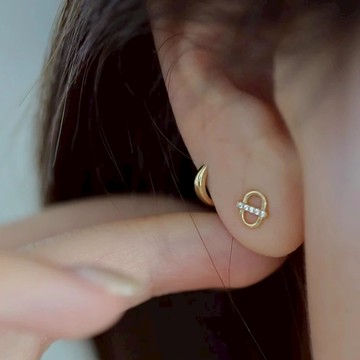 小豬鼻耳環【100% 純銀耳環】muroom 豬鼻耳環 鑽石耳環 s999 抗過敏飾品 [M52]