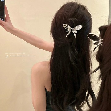 2個裝 銀色蝴蝶抓夾女高級感小號後腦勺鯊魚夾半紮發頭飾發卡【淘夢屋】