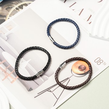 【BRAVOMART】磁吸皮革編織手環 情侶手鍊 皮手鍊 生日禮物 送禮推薦 男生禮物 交換禮物