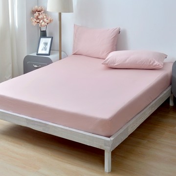 La Belle 100%精梳棉純棉 床包枕套組-前衛素雅 藕粉 - 特大180x210x35cm