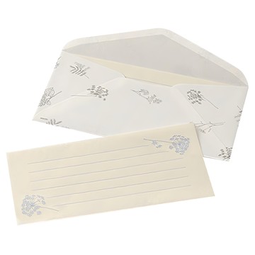 Midori 花色和紙一筆箋附信封 89572  白色  1個  1組