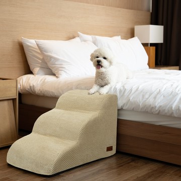 Allmio Pet 雲朵布料狗狗階梯 現代米色 1個 3層  40 x 60 x 40cm