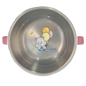 MINE 唐榮抗菌不銹鋼 嬰幼兒雙把手碗 附吸盤  粉紅色  1個