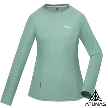 【ATUNAS 歐都納】女款POLARTEC POWER DRY透氣排汗長袖T恤A1TSGZ02W霧綠/抗臭/透氣/銀離子/戶外休閒/旅遊露營/登山健行