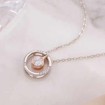 [925純銀]MARIGOLD心神蕩漾鑲鑽項鍊【KMD246】-銀