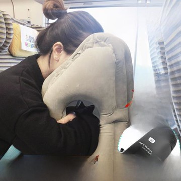 植絨旅行枕充氣枕頭 辦公室學生午睡枕趴睡枕長途火車飛機枕