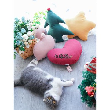 宅貓醬 卡通圣誕樹圣誕小星星抱枕毛絨心型抱枕玩偶玩具