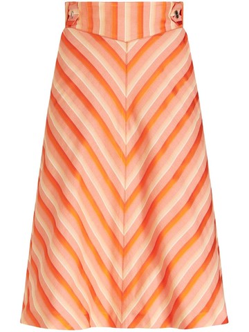ETRO - striped high-waisted skirt - women - Silk/Cotton - 40 - 0750