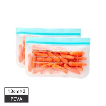 【Prepara 沛樂生活】Prepara 食物保鮮密封夾鏈袋 - 4號袋 綠色夾鏈 20.32x12.7cm/2入