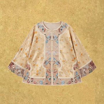 新中式刺繡外套 / 對襟全開上衣 / 絲毛國風薄外套