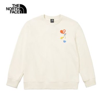 【The North Face 官方旗艦】北面男女款米白色長袖大學T｜8GY7QLI
