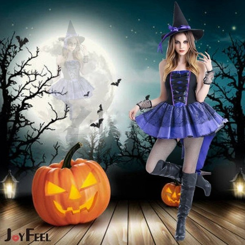 コスプレ 魔女 ミニスカート ハロウィン 帽子付き 女性用 紫 コスチューム 通販 Lineポイント最大get Lineショッピング