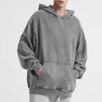 【AMERO】男裝 女裝 長袖口袋帽T 水洗 古著 情侶裝