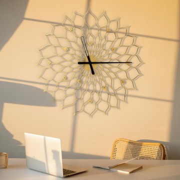 超大花卉圖案金色時鐘 - 巨型向日葵時鐘