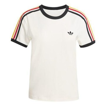 Adidas 短袖上衣 女裝 修身 三條線 米白 KE9381