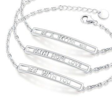 925純銀．正能量．祝福手鍊｜客製刻字