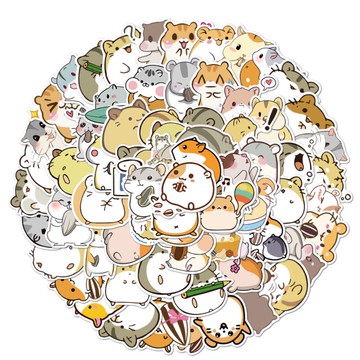 🔥現貨供應中 快速出貨🚚100種款式 倉鼠貼紙 可愛貼紙 貼紙 圓形貼紙 隨手貼 手帳貼 生日祝福 禮物包裝 信封貼紙