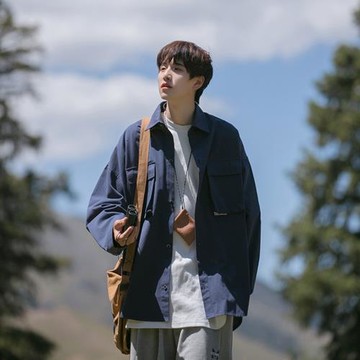 日系cityboy襯衫男長袖春秋寬松工裝外套美式復古襯衣休閑上衣潮