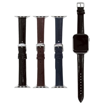 Apple Watch 全系列通用錶帶 蘋果手錶替用錶帶 防刮壓紋真皮錶帶 深棕/藍/黑色 #A-16